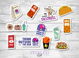 Set of 12 Taco Bell Stickers (Die-Cut)