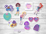 Set of 10 Polly Pocket Stickers (Die-Cut)