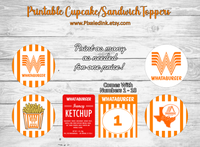 Whataburger Cupcake Toppers - Digital Download