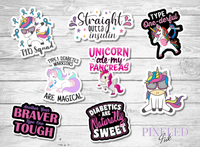 Set of 8 T1D Stickers, Die-Cut